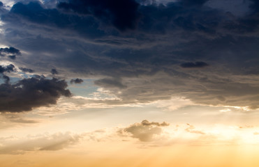 colorful dramatic sky with cloud at sunset