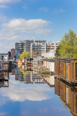 Houseboats on a canal in the center of Groningen