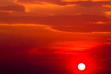 colorful dramatic sky with cloud at sunset