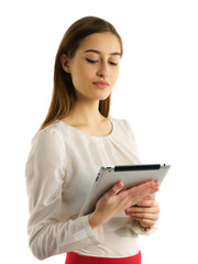 student girl using tablet pc