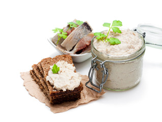 Forshmak  paste from herring isolated on white