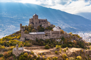 Stunning view of the Valere Basilica in Sion - obrazy, fototapety, plakaty