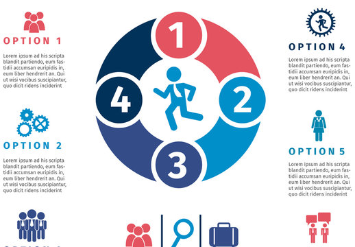 Red Blue Flat Circular Human Resources Infographic Template
