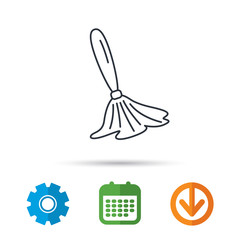 Brush icon. Paintbrush tool sign. Artist instrument symbol. Calendar, cogwheel and download arrow signs. Colored flat web icons. Vector