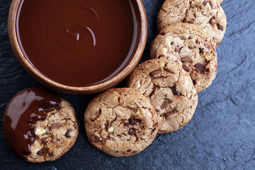 Melting chocolate / melted chocolate/ chocolate swirl and cookies