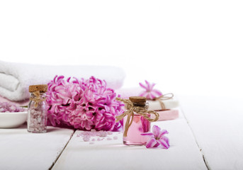 Spa background in range of pink and white.