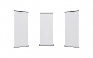 Blank roller banner  set. 3d illustration isolated white background