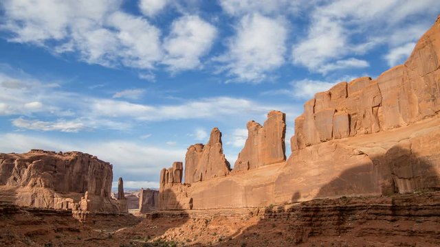 Time lapse over Park Avenue in Arches National Park