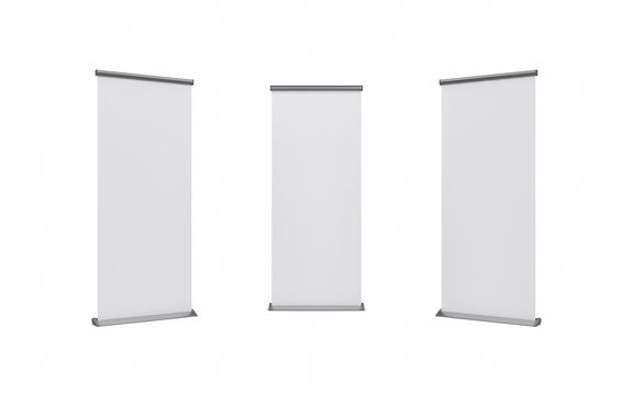 Blank Roller Banner  Set. 3d Illustration Isolated White Background
