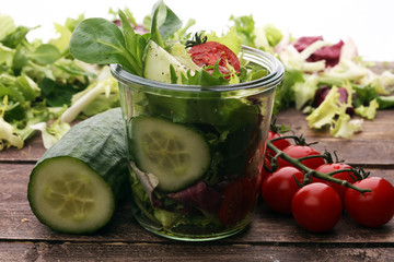 Mixed chef's salad in glass bowl