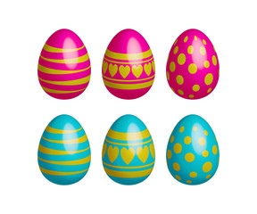Easter eggs. Set of color Easter eggs on white background