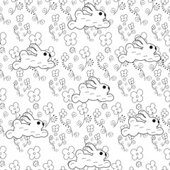 Easter background with rabbits