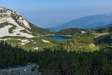 Fototapeta na wymiar Amazing view with clear sky of Sinanitsa lake, Pirin Mountain, Bulgaria