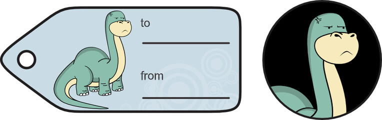 grumpy dinosaur large neck cartoon brontosaurus gift card in vector format © MARCO HAYASHI