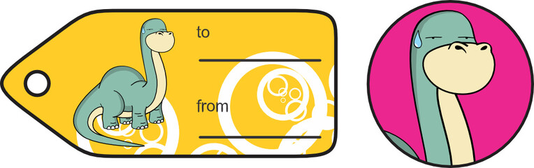 funny dinosaur large neck cartoon brontosaurus gift card in vector format © MARCO HAYASHI