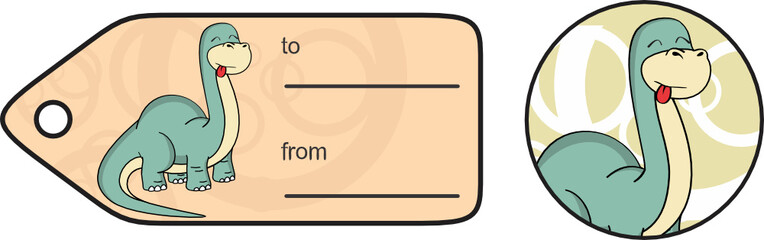 funny dinosaur large neck cartoon brontosaurus gift card in vector format © MARCO HAYASHI