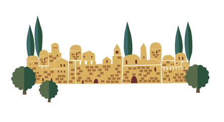 Naklejka premium Miasto Bliskiego Wschodu, Stare Miasto, ilustracji wektorowych