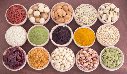 In Bowls Super Foods Spices Grains Fruits And Cereals