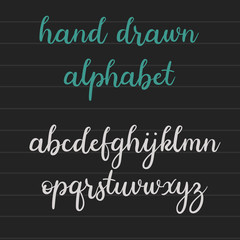 Handwritten vector font. Modern calligraphy. Hand lettering alphabet