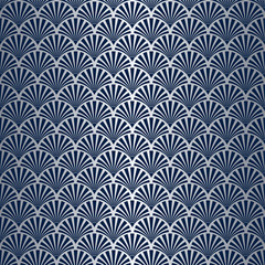 Seamless Art Deco Shell Pattern with Silver Gradient