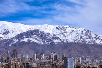 Alborz Mountains, Albourz North Tehran, spectacular view in the beginning of the spring. The other side of the Caspian Sea - Tabiyat Bridge - Modares Highway 
