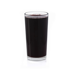 Cherry juice in a glass cup on a white background without shadow