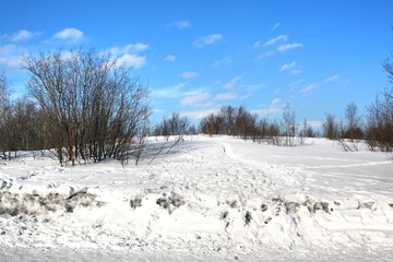  The winter in the city centre of Murmansk ,Russia