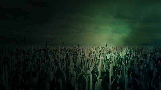 Thousands of Medieval Warriors Marching to Battle