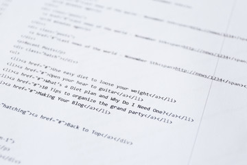 Fototapeta premium Script code printed on paper, closeup