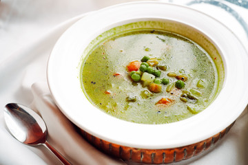 Vegetable soup with peas