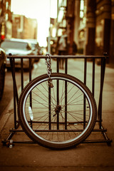 Fototapeta na wymiar Stolen bicycle tire