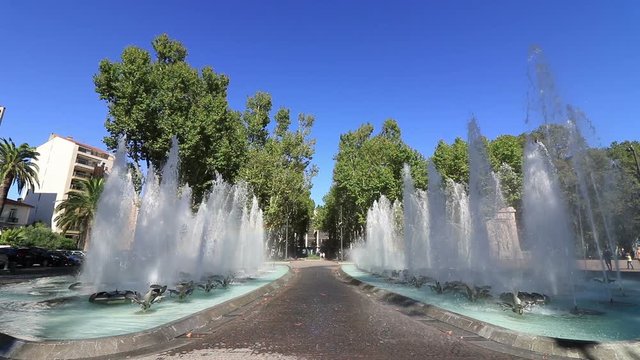 water jets in Perpignan, south of France