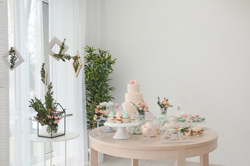 Table with sweets prepared for party