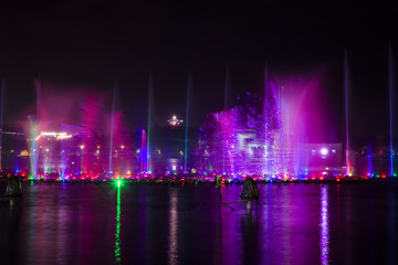 Music fountain at night