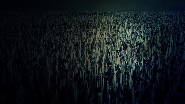 A Massive Army Crowd of Medieval Warriors Under a Storm