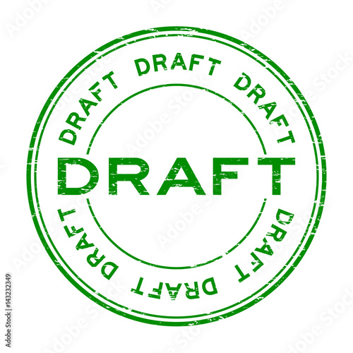 "Grunge green draft round rubber stamp on white background" Stock image
