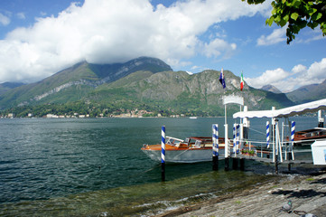 Lake Como.Pier of water taxi