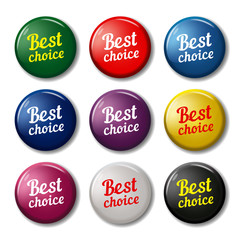 Round buttons with text 'Best choice'
