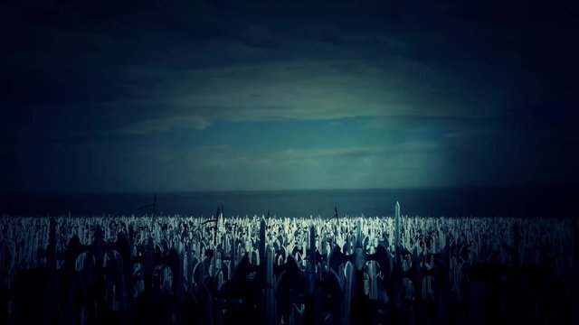 A Massive Army Crowd of Medieval Warriors