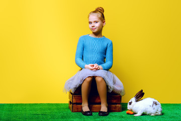 girl with fluffy rabbit © Andrey Kiselev