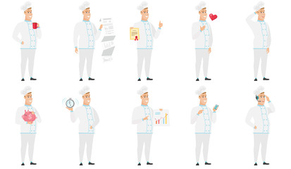 Vector set of illustrations with chef characters.