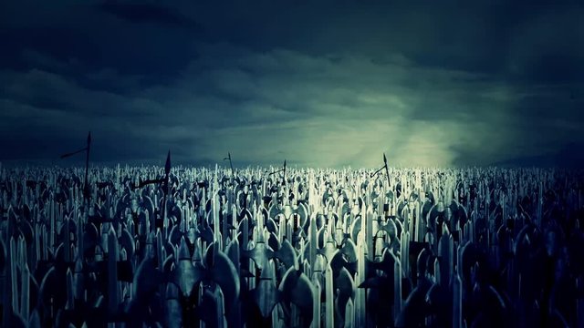 A Massive Army Crowd of Medieval Warriors