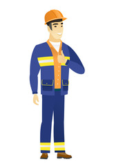 Builder giving thumb up vector illustration.