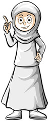 Muslim woman in white costume