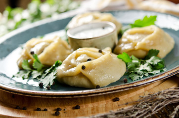 Manti. Traditional meat dish of the peoples of Central Asia