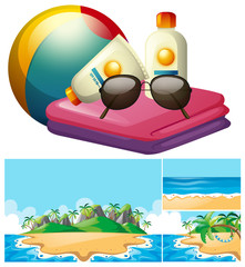 Ocean scene and summer accessories