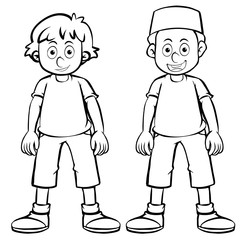 Outline character for two boys