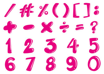 Pink design for numbers and signs