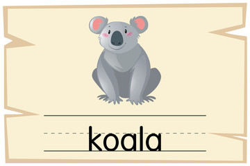 Wordcard template for koala bear