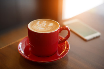 latte with laptop and vintage tone